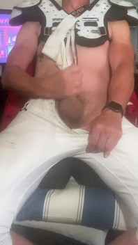 Jockdad87 Nuts in His Football Pads & Pants
