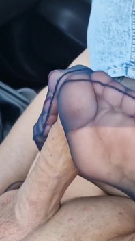 Abgemolken im auto mit jeans dengan stoking nilon seksi