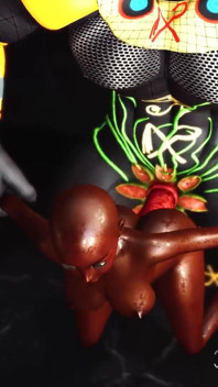 Anubis在埃及寺庙里狠操一个性感的黑人奴隶