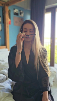 Asian MILF with Glasses in Silk Robe
