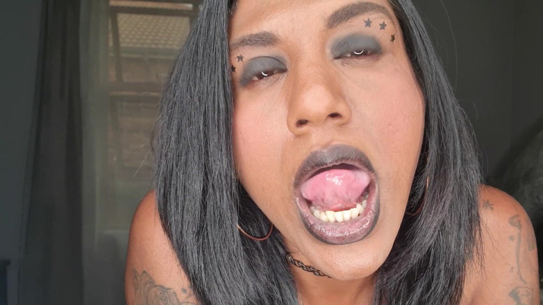 domslutfucker: Desi Slut Dirty Talking While Playing, Displaying Her Tongue and...