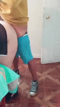 Stepson Catches His Stepmom Making the Bed - Close up Ass and Hard Fucking with His Big Black Cock