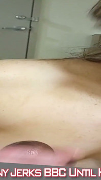Pretty White Girl Jerks BBC Until Her Tits Get Glazed