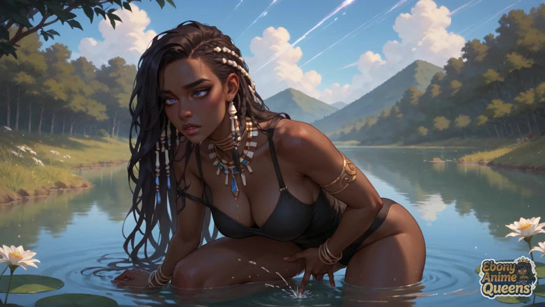 Ebony Anime Queens: Cewek semok kulit hitam ini lagi asik di pinggir perairan -...