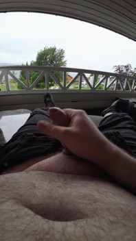 Masturbating Outside on the Porch