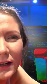 Brunette Slut's First Time - Hard Bukkake with Facial Cumshots