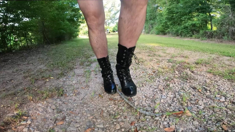 Jon Screcrow: Big Fake Tits Crossdresser in Lingerie Walking Around Outside