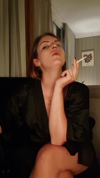 Smoking in Black Lingerie