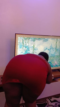 MILF Cleaning in Tight Red Dress