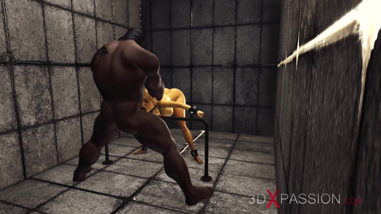 3dxpassion: Ammanettata bionda sexy con molte tette viene scopata ruvidamente da...