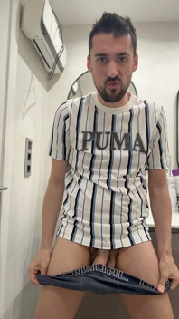 Hot Stepdaddy Wanking off in Public Bathroom