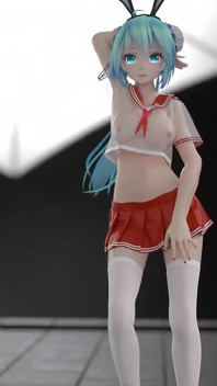 [mmd] Chocolate Cream Jk; Uniforme sexy da universitária; Saia ultra curta; Meias brancas; Salto alto vermelho