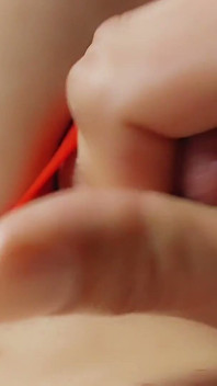 Cute Trans Cock Handjob, Cum Play Close up