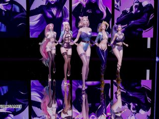 3D-Hentai Games: Nejhorší sexy striptýz Ahri Akali Evelynn Kaisa Seraphine 3D erotický tanec