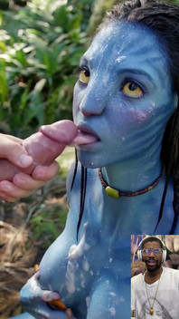 Cum Covered Avatar Waifu Gets Cum Drizzled All on Her Slutty Na’vi Ass Tongue