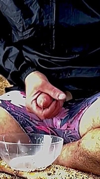 I'm Cumming on the Beach and Collect All the Ejaculation in a Bowl