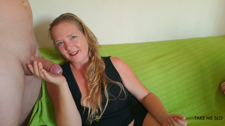 TakeMeSlo: Edging My Slave Hubby's Cock on Our Old Couch