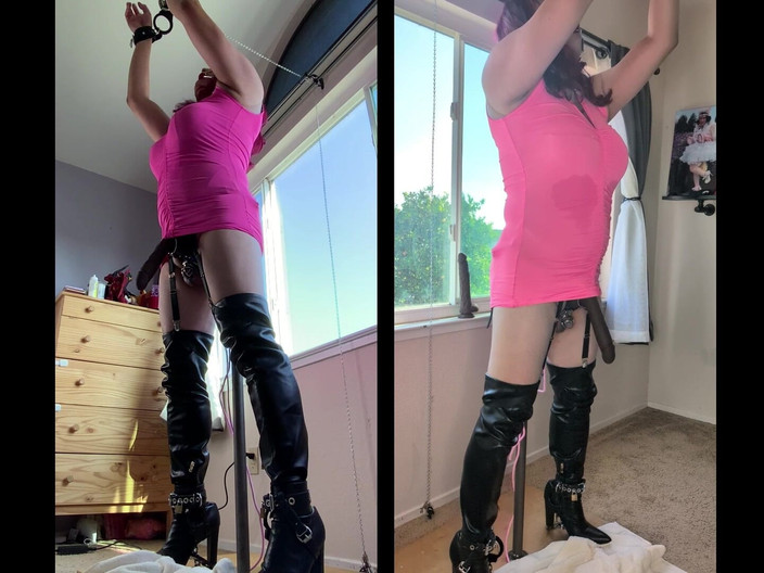 Sissy Candy: Sissy zamknięta w czystości i niewoli na swoim poście z...