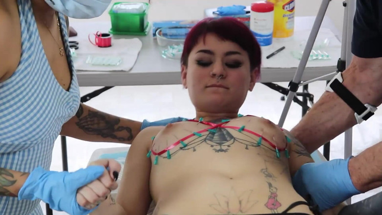 Azure Sky Films: Amelia Dire/Kingsley (DSC5-9) BDSM needle play tit play