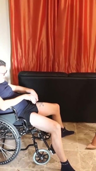 Dominant Babes Tease Bound Man in Wheelchair BDSM Threesome