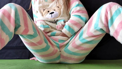 Thumbnail of Skinny Teen in Pajama Masturbate Small Tits and Horny Pussy and Big Squirting Orgasm