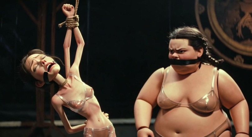 YOUR BEST FANTASY: Skinny Slave in Bondage Whipped by Fat SSBBW Mistress