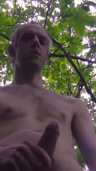Nice and Long Cumshot, Shirtless, in a Public Forest
