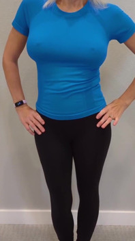 Black Yoga Pants & Blue Compression Shirt Try on