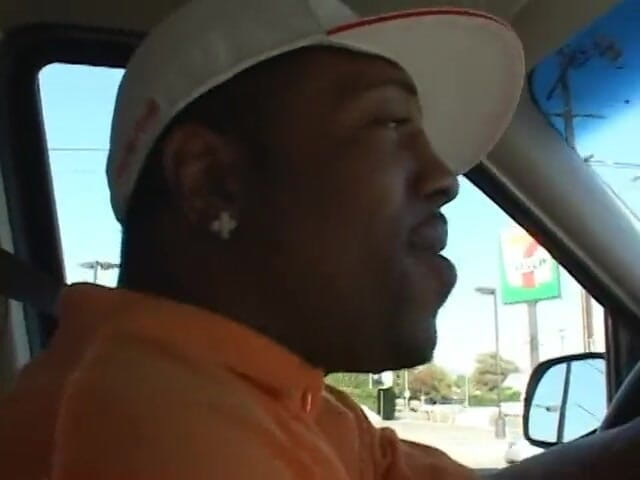 Double Penetrated: White chick blows short black guy