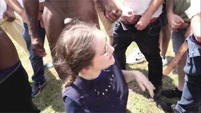 Hefburg: Nerdy Girl Swallows Loads During Dogging Session