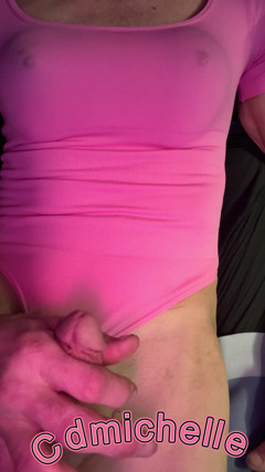 Cdmichelle Wearing Pink Bodysuit Playing with Cock