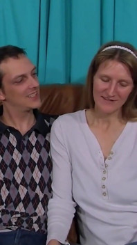 Ugly mature couple fucking sucking...cum on tits