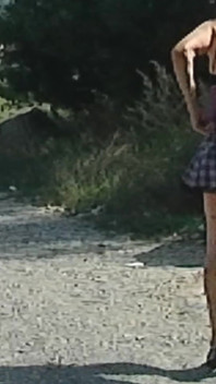 Recycling Outing... Naughty in Miniskirt and Tail Plug