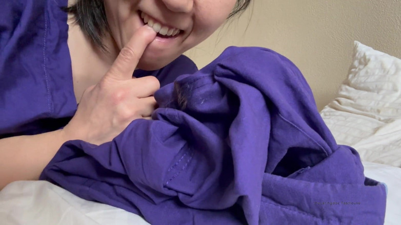 The Caring Doc: Purple Scrubs Bed Masturbation at Work