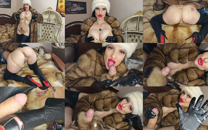 Princess18_: Дрочка мехом, липками, дрочка сапогами и дрочка волосами от сексуального бимбо в собли шубе, сперма на кожаных перчатках