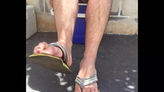 Manlyfoot: 私の裸の男性の足の裏に平手打ちするすり減ったビーチサンダル/皮ひもはとても気持ちがいい - 男らしい足