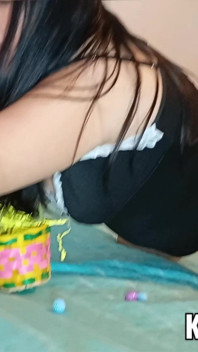 Big Ass BBW Stepmother Dressed as a Bunny to Leave Eggs for Her Stepson