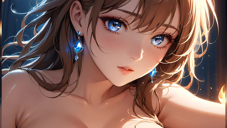 LustRender: Ember Kiss: een mooie jonge vrouw verlicht door een kleine...