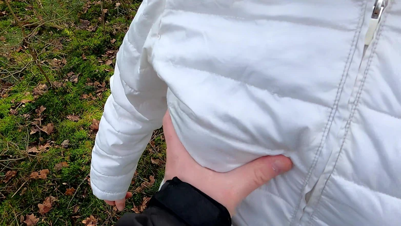 Bouncy Tits Action: Beating Her Tits in the Woods