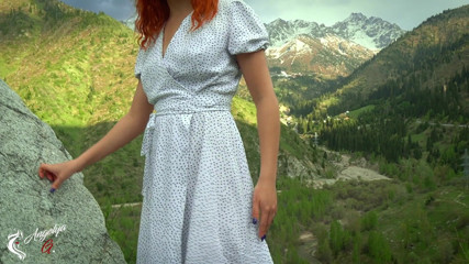 AnGelya G: Sexy girl in a dress decided to have fun on...