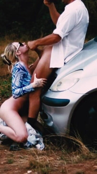 Romanian Hitchhiker Blowjob on Motorway in France