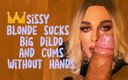 Sasha Q: Blonda efeminată suge un vibrator mare și ejaculează fără mâini