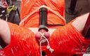 Diana Von Rigg: Merciless Cock Milking (tight Shiny Red Plastic Mummificaton and Remote Anal...