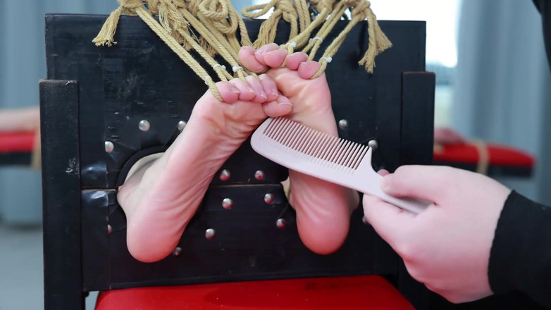 Asian bondage: My Adorable Girlfriend's Beautiful Bare Feet, Tied to a Chair,...