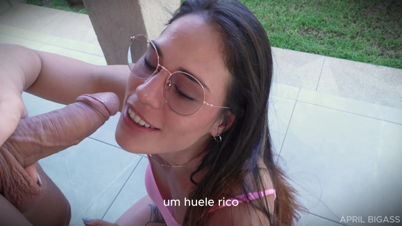April BigAss: She Drinks My Piss on the Patio Then Sits on...