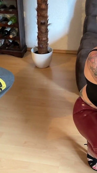 Cuckold with His Cock in a Cage Watches the Fucking!