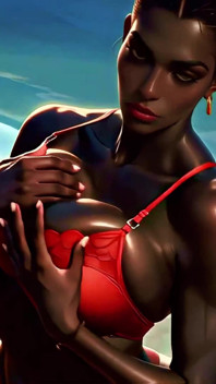 4K 100% Ai Gerou 3D Soft Looping Pmv: Dark-skin thick ass gentle twerk em tropical beach em biquínis sensuais