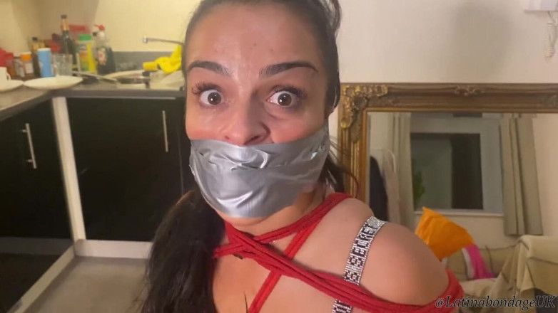 Latina Fetish: Latina Tied up and Gagged with a Tape Wrap (smaller Size)