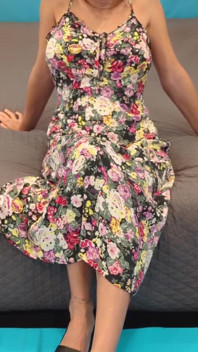 Floral Dress & Black Sandals & Glasses Try on