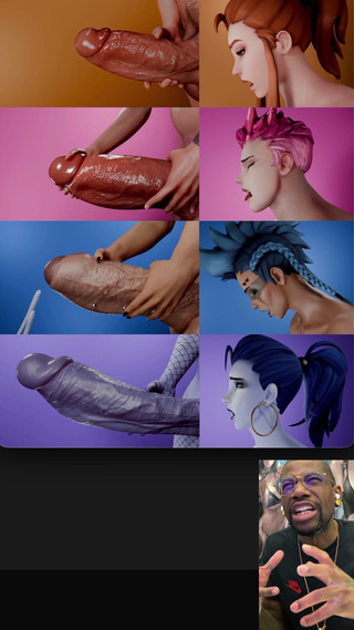 L6RD7BLU3 FUTA: Více Overwatch Transgender děvky honění a stříkání najednou